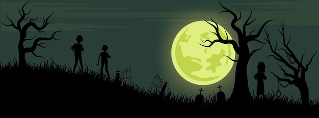 Zombie Graveyard Halloween Tło Facebook Okładka.