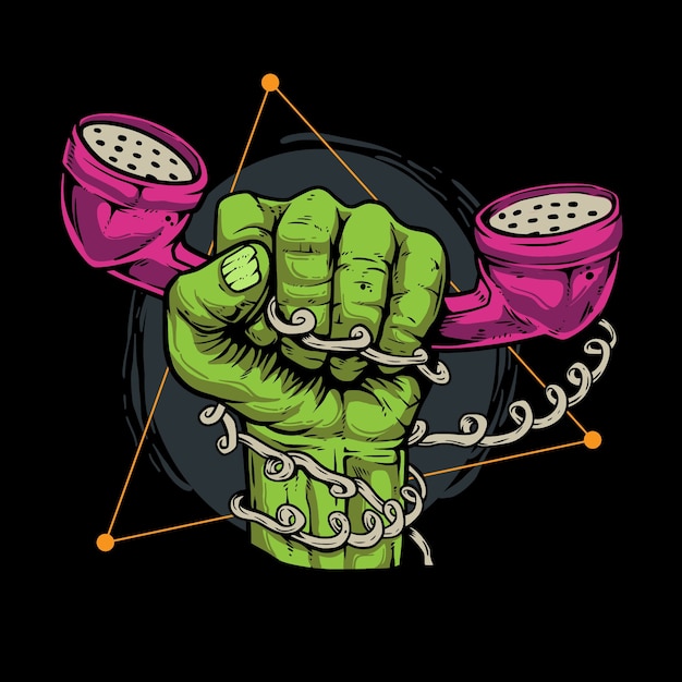 Zombie Ręka Trzyma Ilustrację Telefonu