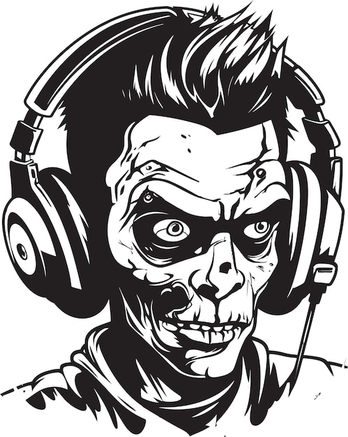 Plik wektorowy zombie vinyl grooves vector design zombie dj party vibes icon vector