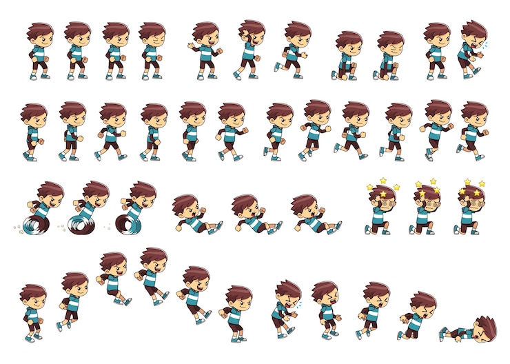 Wektor zwariowane boy sprites gry
