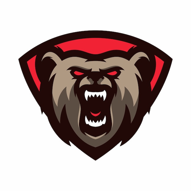 Zwierzę Głowa - Niedźwiedź - Wektor Logo / Ikona Ilustracja Maskotka