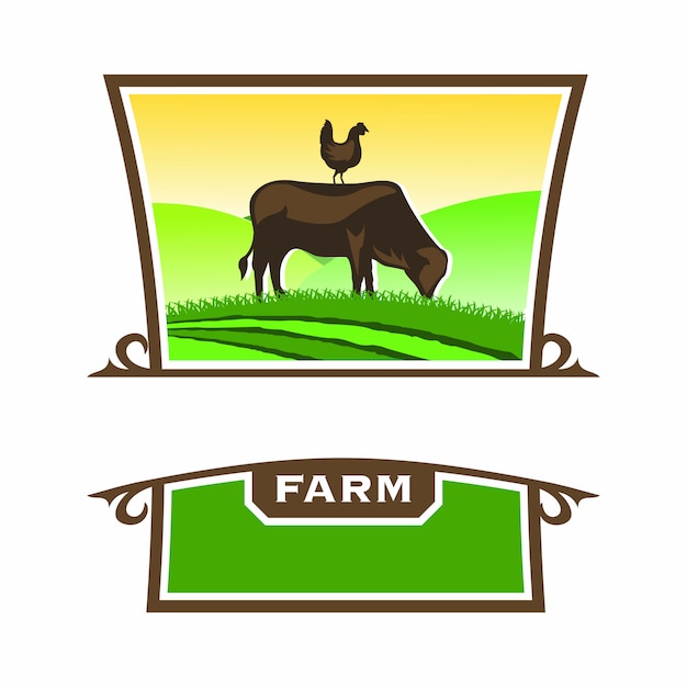 Plik wektorowy zwierzęta gospodarskie godło rustykalne retro logo wektor