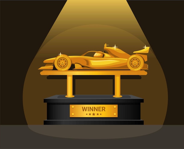Zwycięzca Wyścigu Formuły Złoty Symbol Tropy Symbol Ilustracja Koncepcja