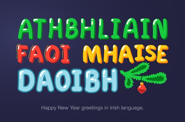 Życzenia Szczęśliwego Nowego Roku W Języku Irlandzkim W Stylu Kreskówek