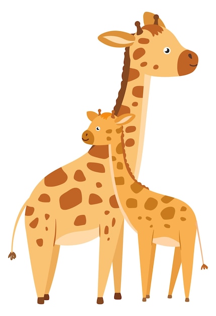 Plik wektorowy Żyrafa mama i dziecko razem cute zwierząt afrykańskich