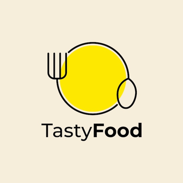 Żywności logo linii sztuki wektor łyżka widelec ikona