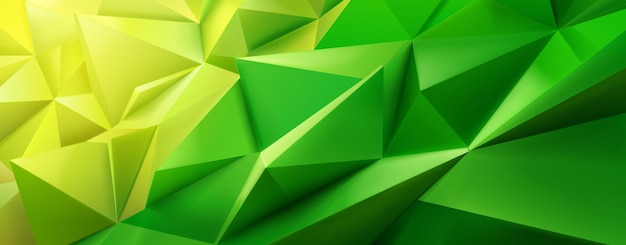 Żywy abstrakcyjny kryształowy tło z mozaiką połączonych ze sobą zielonych kształtów tworzących dynamiczny wzór geometryczny o różnych odcieniach i głębokości