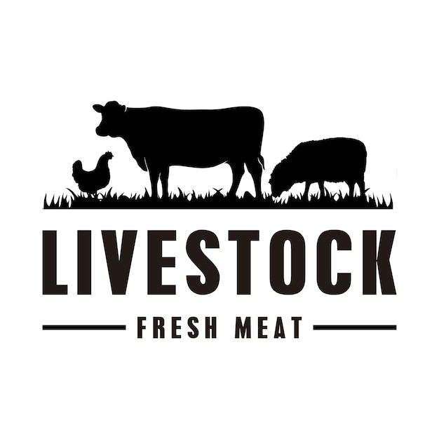 Plik wektorowy Żywy inwentarz zwierząt gospodarskich, szablon projektu logo świeżego mięsa wektor