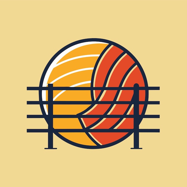 Plik wektorowy Żywy pomarańczowo-czarny logo siatkówki wyświetlone na jasnopoltym tle artystyczne przedstawienie diety paleo