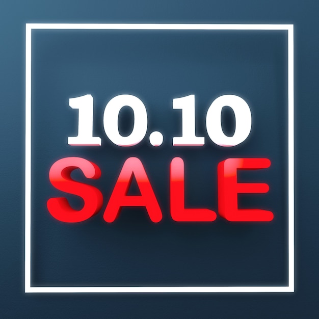 Zdjęcie 10.10 promocja sprzedaży znak transparentu reklamowego na niebieskim tle. promocja wyprzedaży dziesiątego dnia października. koncepcja biznesu i handlu detalicznego. renderowanie ilustracji 3d.