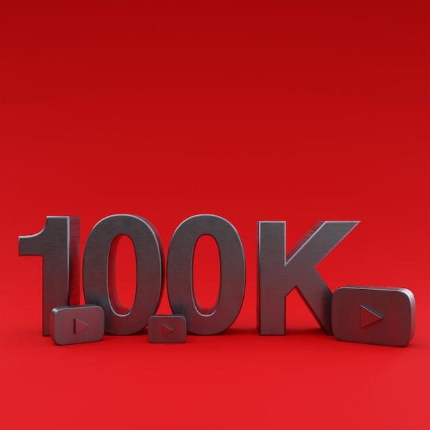 100 tys. obserwujących na YouTube Ilustracja Renderowanie 3D