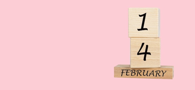 14 lutego szczęśliwy walentynki transparent różowy tło z miejsca na kopię