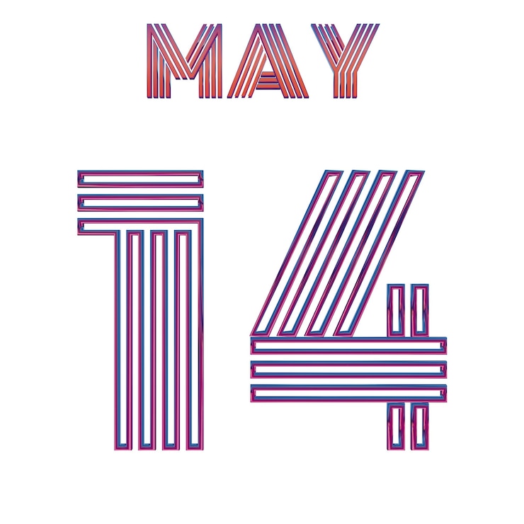 Zdjęcie 14 maj współczesna ilustracja neonowa