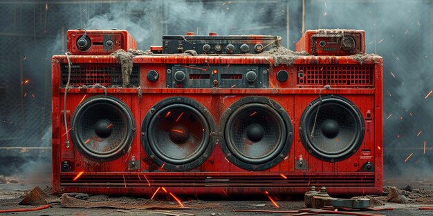 Zdjęcie 1980s hip hop styl boombox radio stereo w stylu fotografii retro