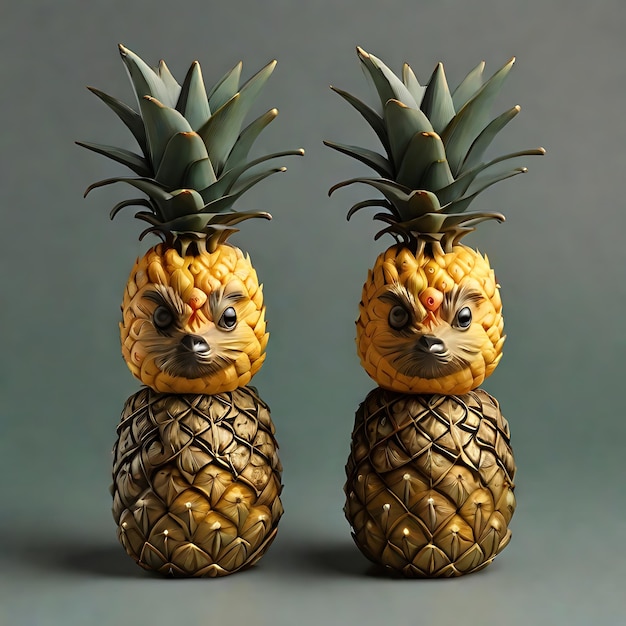 2 małe ananasy AI