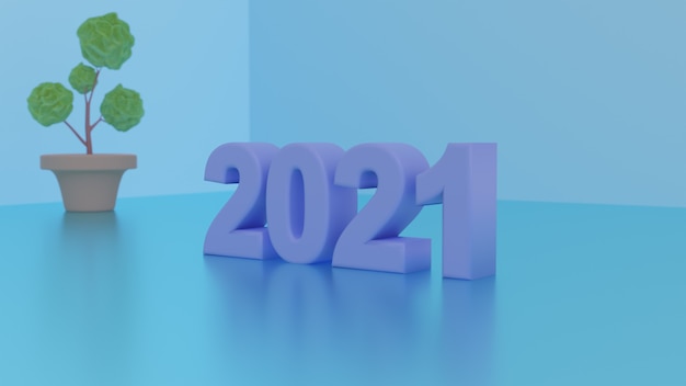 Zdjęcie 2021 nowy rok renderowania 3d tapeta premium