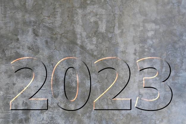 2023 Na Wypalonej Cementowej Fakturze ściany Z Małymi Pęknięciami Nowy Rok
