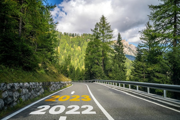 2023 Nowy Rok podróży samochodem i koncepcja wizji przyszłości