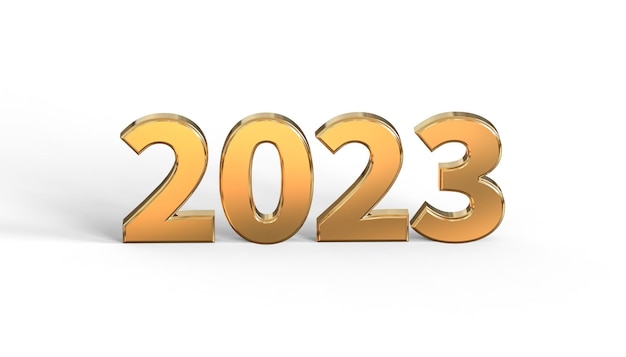 2023 symbol złoty metaliczny ilustracja 3d