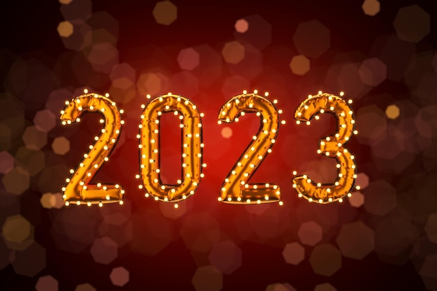 2023 szeroki baner nowy rok boże narodzenie nowy rok karty renderowania 3d