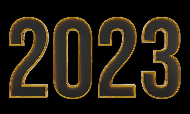 2023 tekst złoty kolor i tekstura renderowanie ilustracji 3d dla projektu ulotki, wakacji, wydarzeń itp