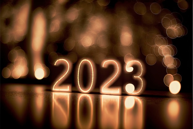 Zdjęcie 2023 z rozmytymi światłami w tle