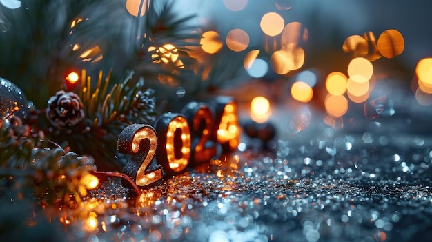2024 odważne elektryczne fajerwerki czcionka szczęśliwy nowy rok tapeta