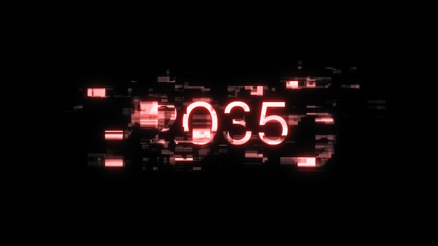 Zdjęcie 2035 tekst z efektami ekranu usterek technologicznych