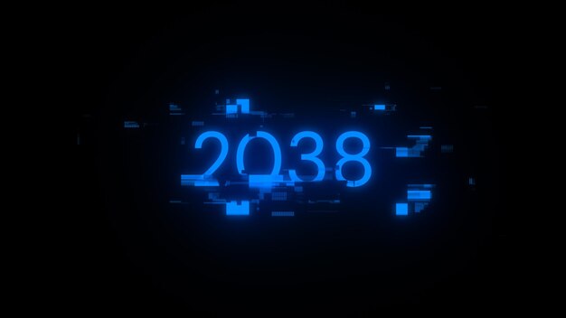 2038 tekst z efektami ekranu usterek technologicznych