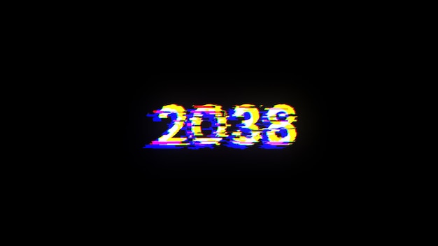 2038 tekst z efektami ekranu usterek technologicznych