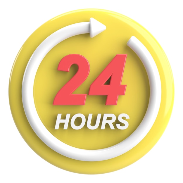 24-godzinna usługa ikona ilustracja 3D