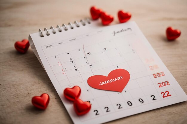 25 dnia miesiąca Ręczne pisanie tekstu LOVE i rysowanie czerwonego serca na różowym kalendarzu data rzymska