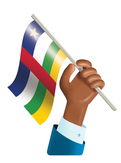 3 d ilustracja ręki machającej flagą Republiki Środkowoafrykańskiej Republika Środkowoafrykańska Niepodległa