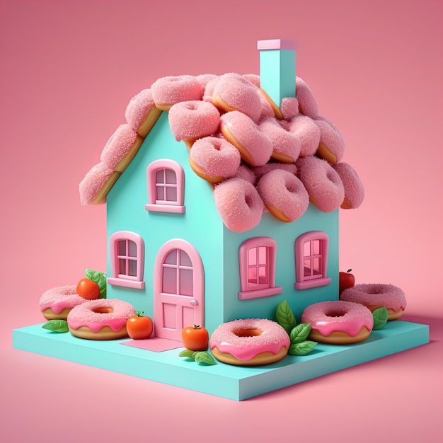 3 d render słodkie i pyszne pączki z lody 3 d renderingsweet pączki dom 3 d rendering