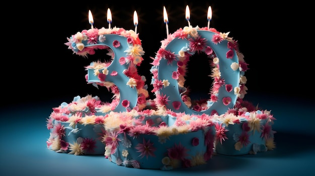 30 urodziny świętowanie aranżacja z tortem urodzinowym generatywny ai