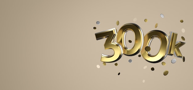 300 tys. lubi media społecznościowe online dziękuję za renderowanie 3D w banerze