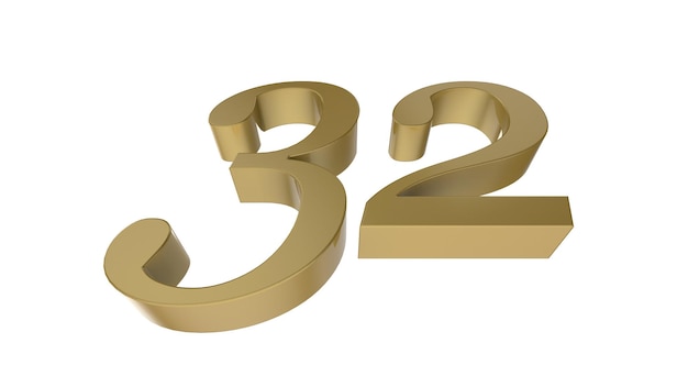 32 złote liczby renderowania 3d ilustracji