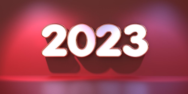 3D 2023 nowy rok złoto białe abstrakcyjne tło czerwone