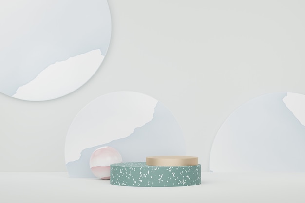 3d abstrakcyjna biała platforma prezentacyjna do prezentacji produktów i kosmetyków z koncepcją pomysłu na lastryko