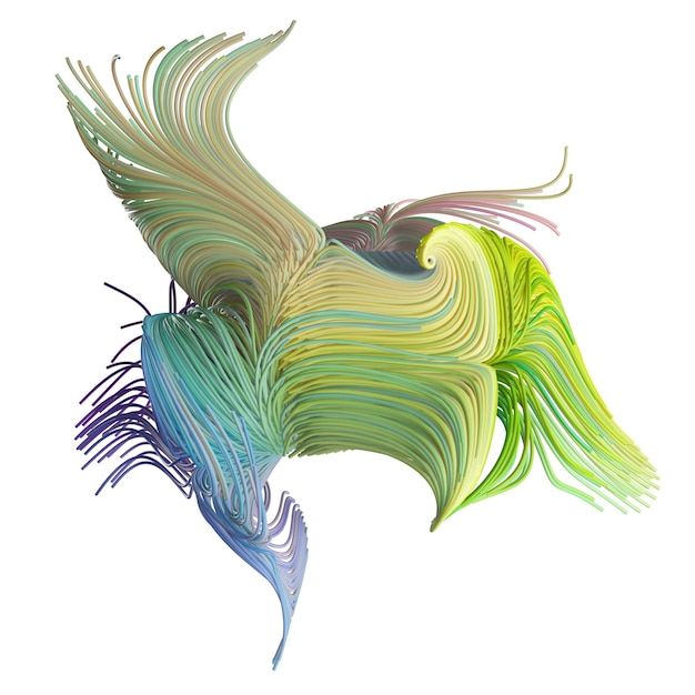 Zdjęcie 3d abstrakcyjna kompozycja kolorowych linii futurystyczny element projektu ilustracja 3d
