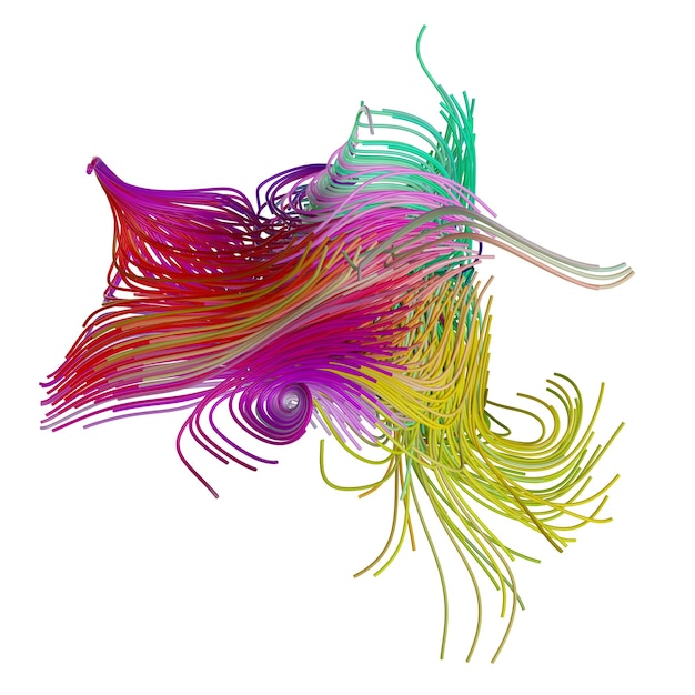 Zdjęcie 3d abstrakcyjna kompozycja kolorowych linii futurystyczny element projektu ilustracja 3d