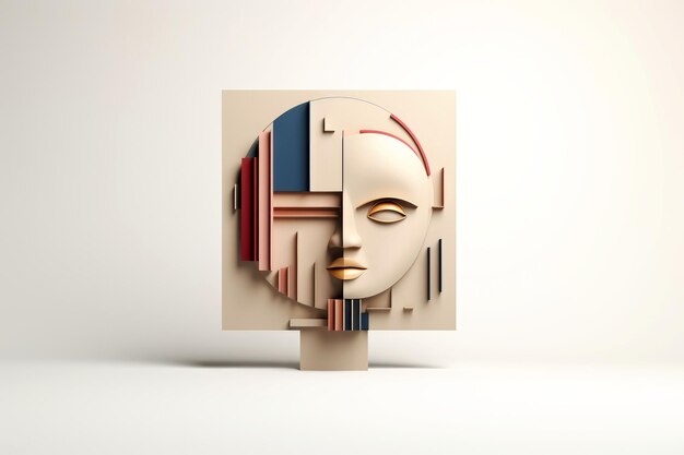 Zdjęcie 3d abstrakcyjna ludzka twarz głowy koncepcja fal psychicznych generatywna sztuczna inteligencja