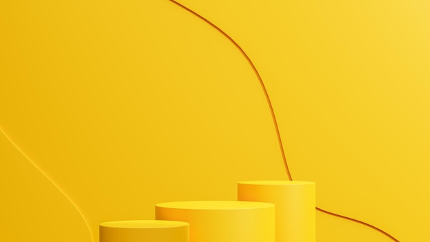 3d abstrakcyjna scena i kształty żółte tło podium