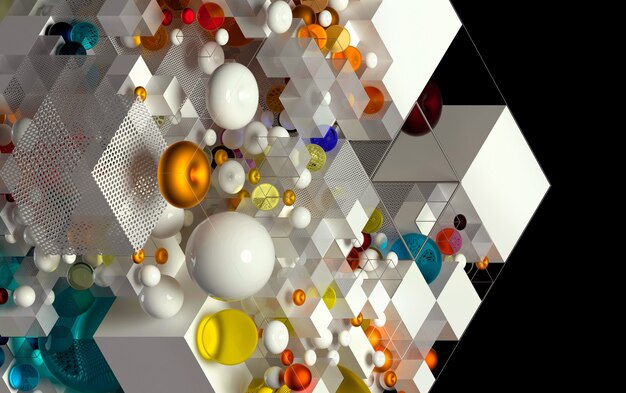 3d Abstrakcyjna Sztuka Z Tłem 3d W Oparciu O Proste Figury Geometryczne Jako Kostki Sfer Torus