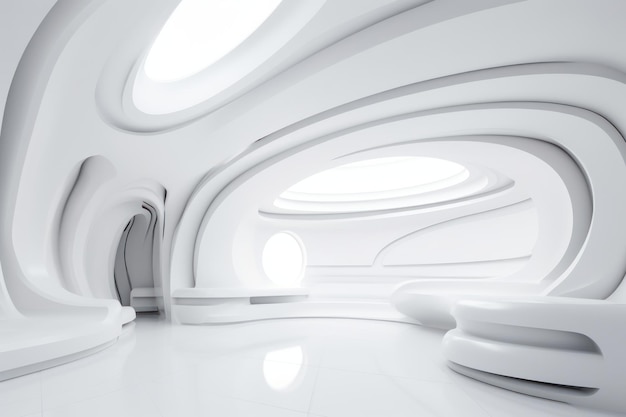 3D abstrakcyjne białe tło architektura błyszczący generatywny AI