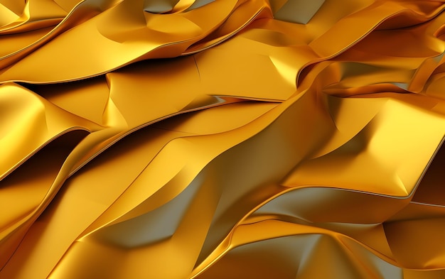 3D abstrakcyjne tło geometryczne o złotym kształcie Generacyjna sztuczna inteligencja