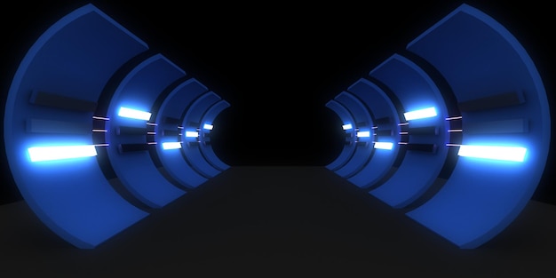 3D abstrakcyjne tło z neonami neon tunel budowa przestrzeni 3d illustration3