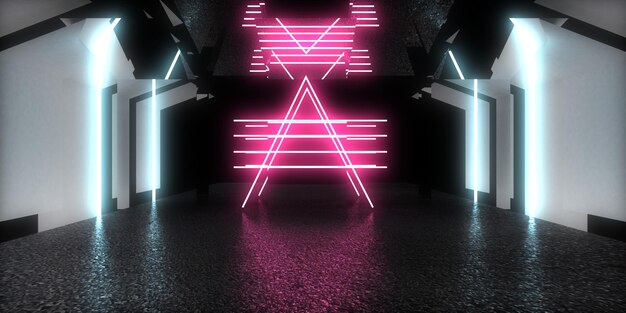 3d Abstrakcyjne Tło Z Neonami Neon Tunel Konstrukcja Kosmiczna Ilustracja 3d33