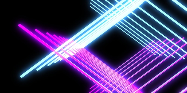 3d Abstrakcyjne Tło Z Neonami Neon Tunel Konstrukcja Kosmiczna Ilustracja 3d