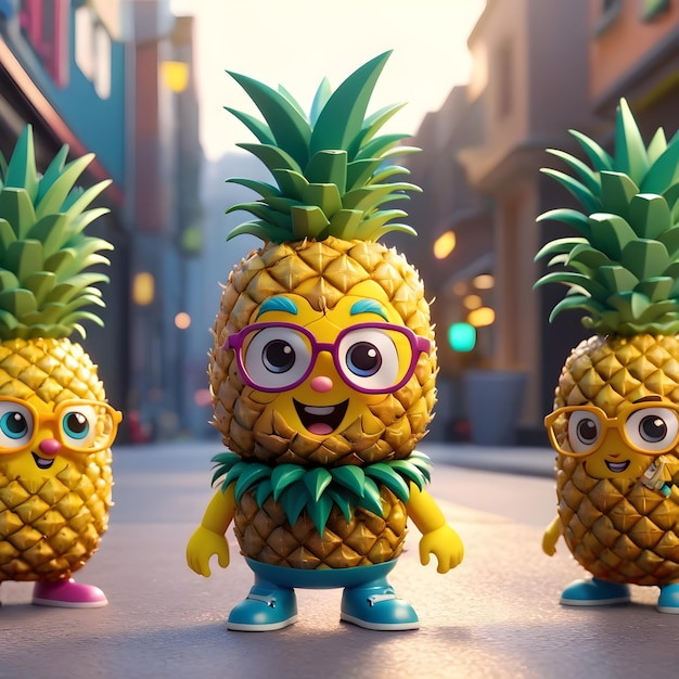 3D ananas postać z kreskówki